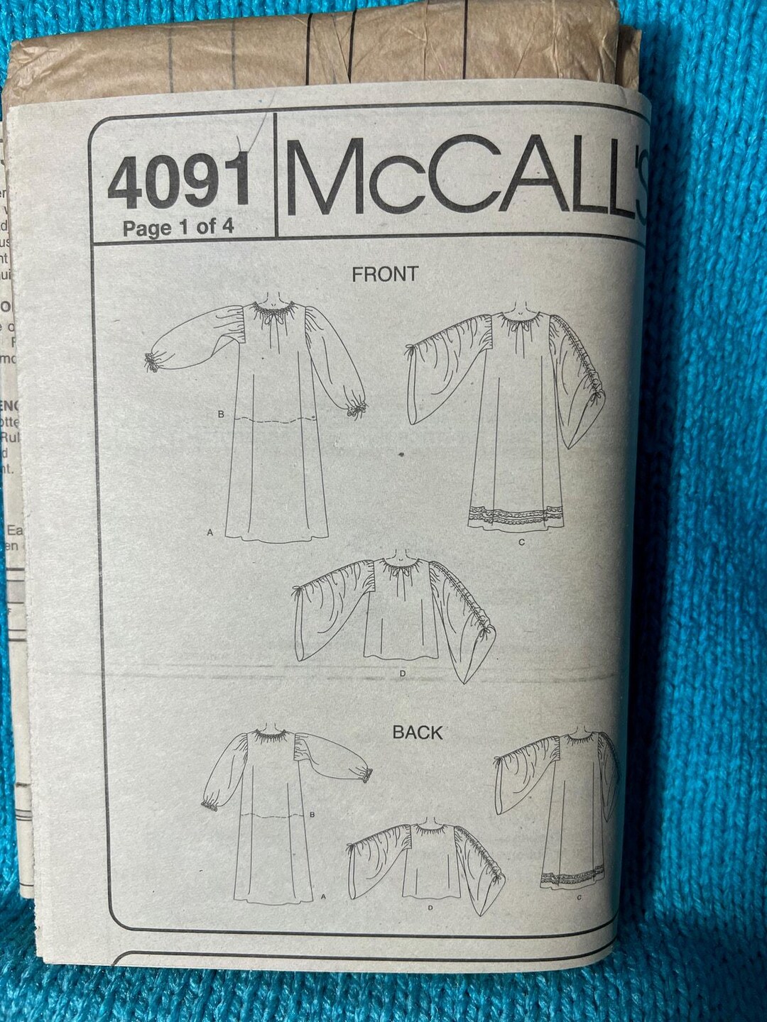 Mccalls 4091 Sewing Pattern Historical Chemise Size XS S M - Etsy