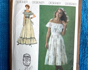 Simplicity 9015 Sewing pattern Gunne Sax prairie dress 1970s Size 6 8