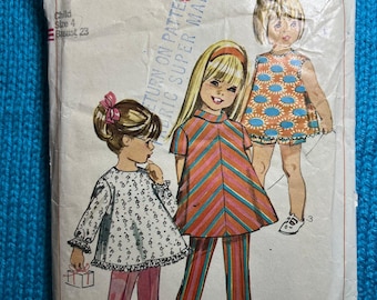 Simplicity 7463 Sewing pattern Girls dress pants shorts 1960s size 4