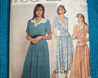 McCalls Sewing Pattern 3081 shirt dress drop waist 1980s size 8 10