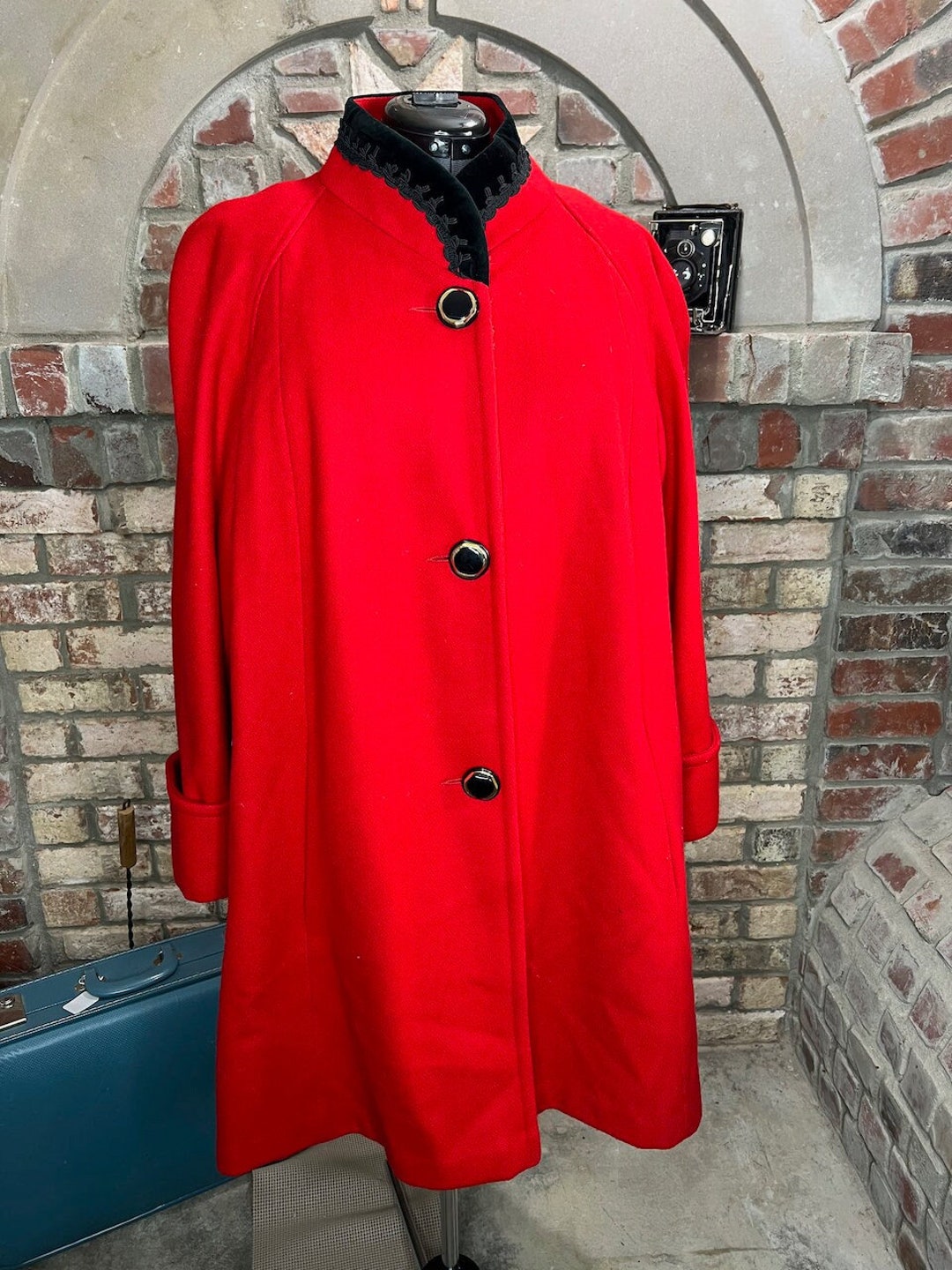 Lady Suzette Swing Coat Vintage 60s Union Made Red Black - Etsy