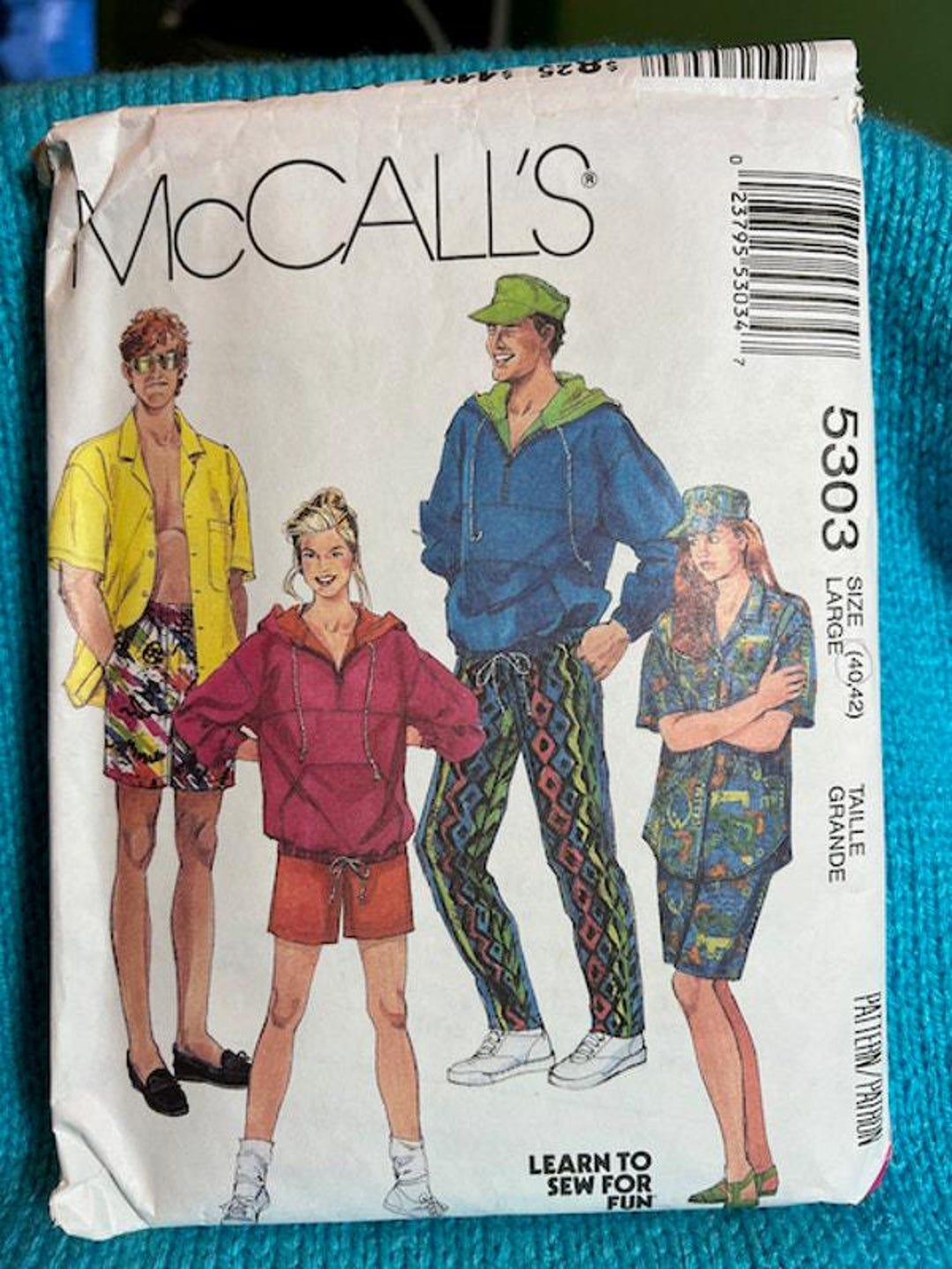 Simplicity Pattern 5303 Mccalls Sewing Pattern 5303 Unisex Button Down Top Hoodie Pants Shorts ...