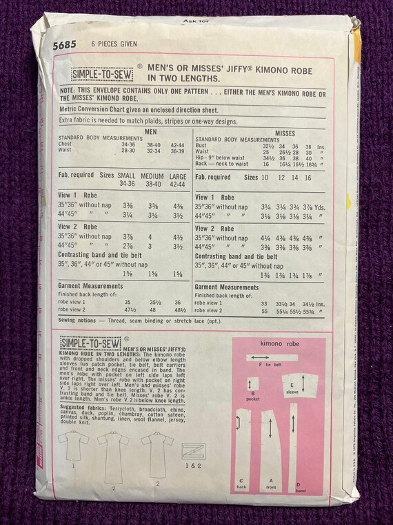 Simplicity 9507 unisex robe pattern - image 3
