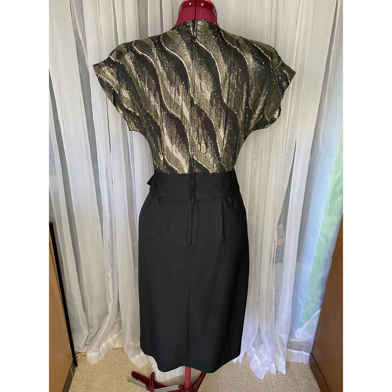 80\u2019s black and gold shirtwaist dress sz S