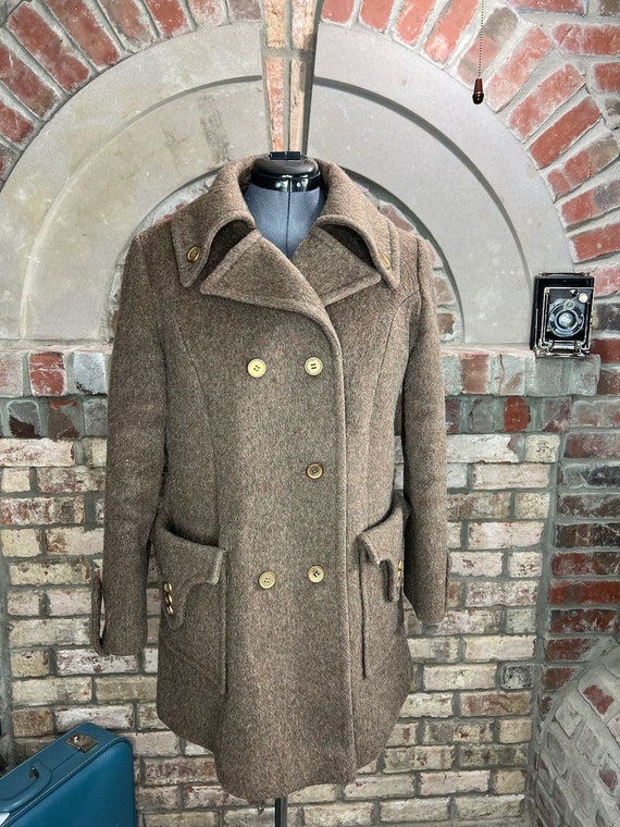 coat double breasted wool brown oversized collar u
