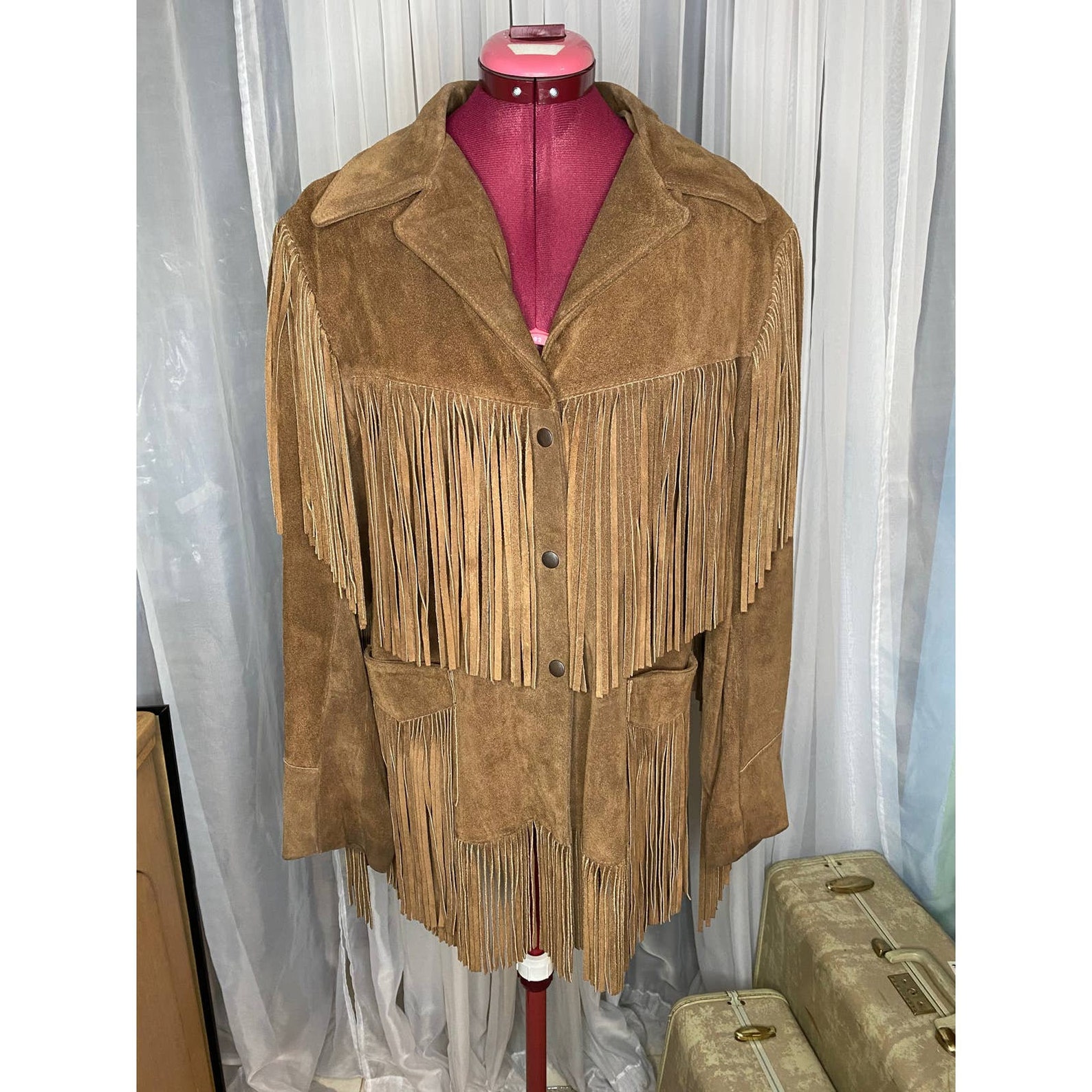 Vintage 70s suede leather jacket fringe Joo Kay | Etsy