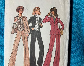 Simplicity 7214 costume de loisirs pantalon cloche blazer veste gilet taille 12