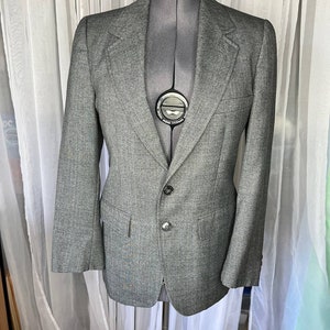 blazer plaid Vintage 1980s gray