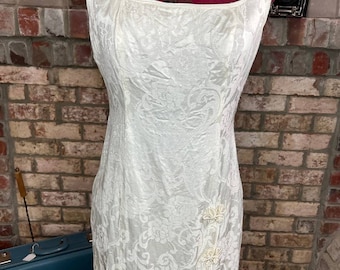 dress bodycon cream satin square neck 1990s