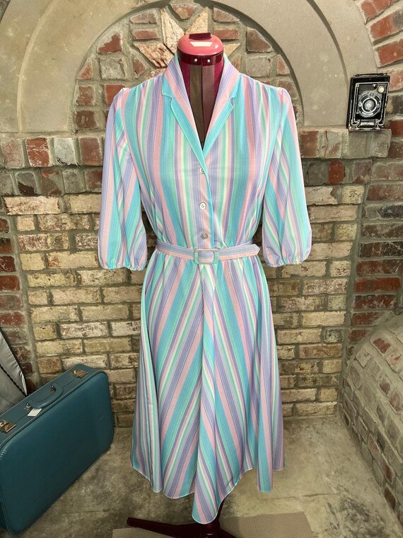 blue and pink striped dress Lawn Contrast Stripe Dress Pink Stripe