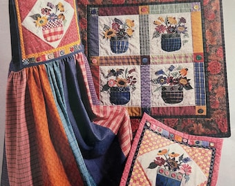 miniquilt en truipatroon met zakje met 3 bloemen