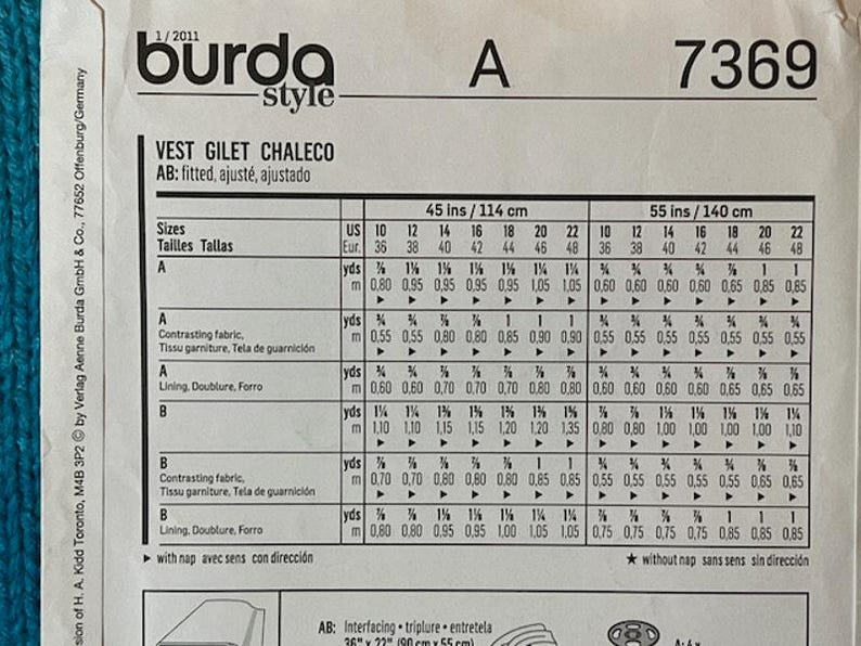 7369 Burda 7369 Sewing Pattern Top Ruffle Collar - Etsy