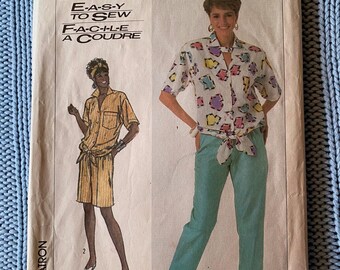 Simplicity sewing pattern  7955 button down top pant short