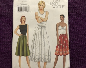 Vogue Pattern  7689 swing midi maxi skirt  sz 12
