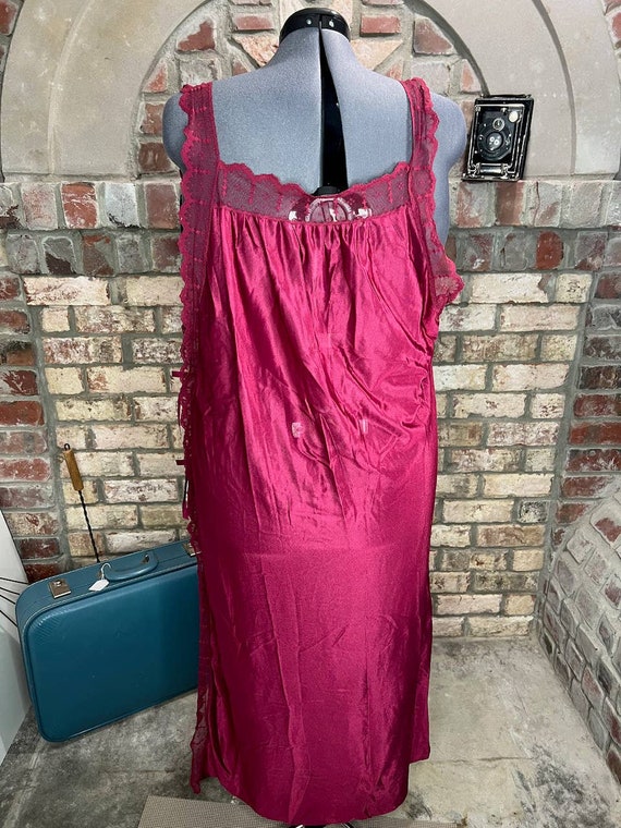 nightgown long satin maroon lace - image 8