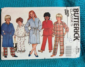 Butterick Sewing pattern 6974 kids pajamas robe