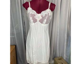 slip dress knee length sheer bust nightgown white sexy