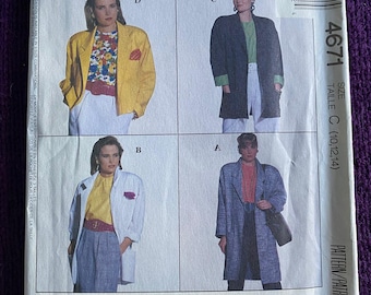 Patrón de gabardina blazer estilo boyfriend McCalls 4671, tallas 10, 12 y 14