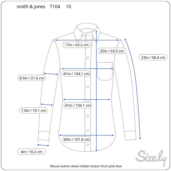 Blouse button down hidden button front pink blue - image 10