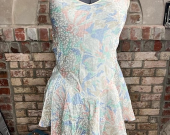 Cinema etolie negligee nightgown satin floral pink cream green swing skirt