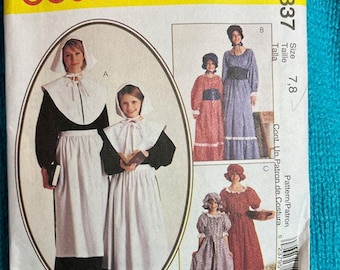 Patrón de costura McCalls 2337 para vestido de peregrino de la pradera, trajes de bonete