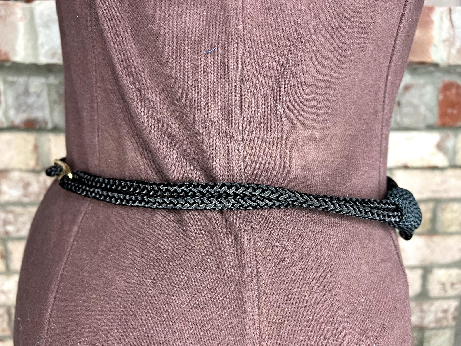 Vintage 80s Black Rope Gold Buckle Faux Pearl waist belt hook loop closure women Rope Chord Belt Black Gold Faux Pearls Boho Vintage 1980s - Etsy main image 2