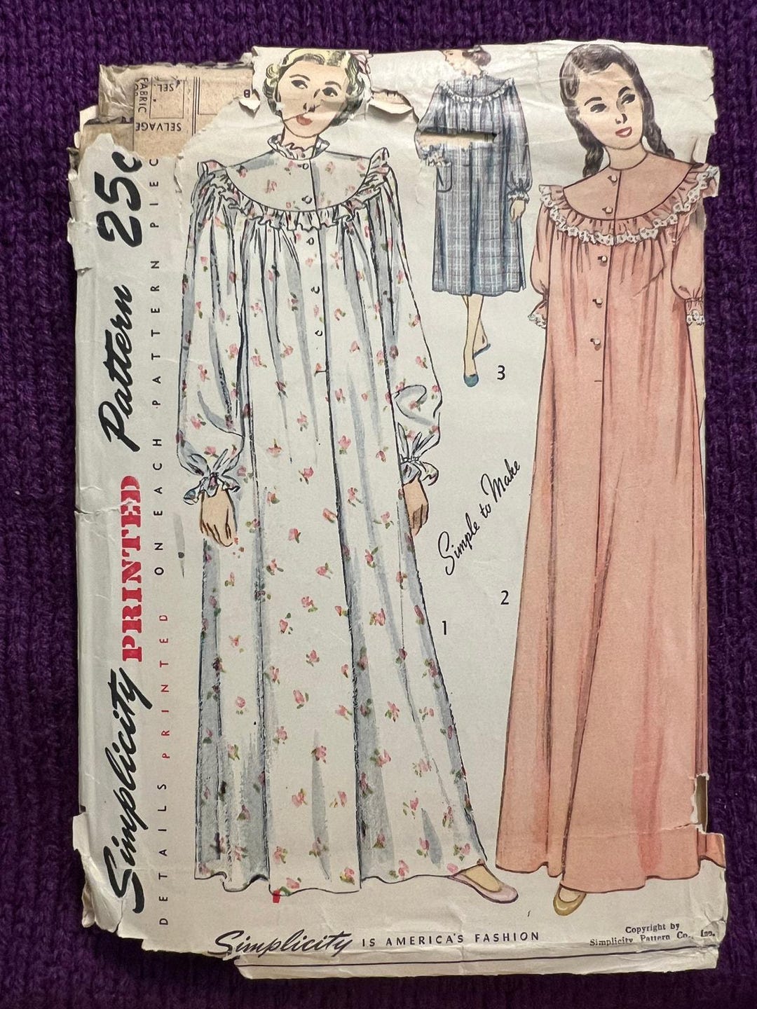 Simplicity Sewing Pattern 2646 Nightgown Size 18 - Etsy