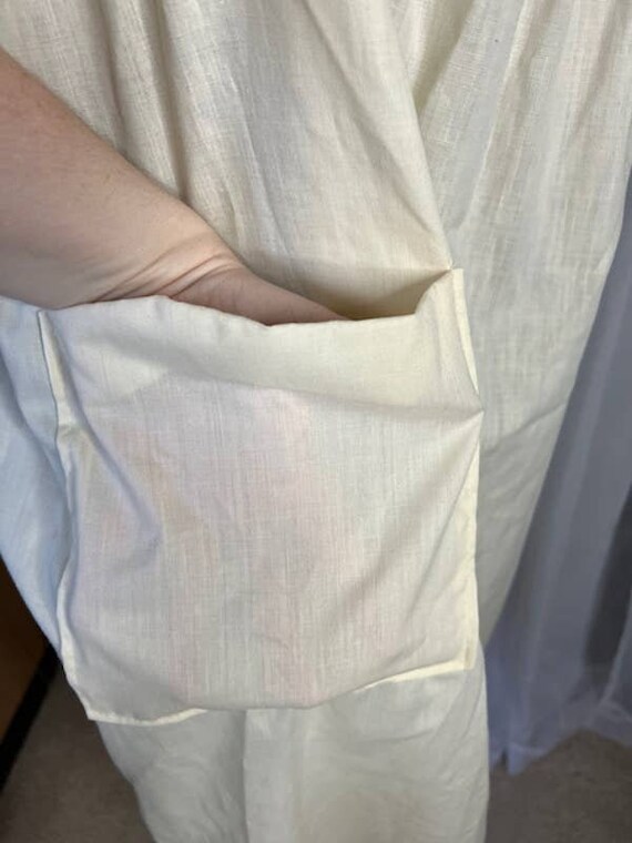apron dress vintage smocking cream orange - image 5