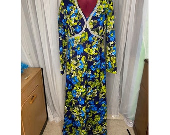 Maxi dess 1960s Vintage floral maxi sz s