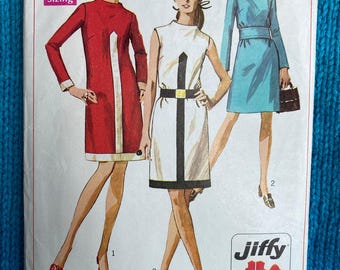 Simplicity 7940 Sewing pattern shift dress 1960s size 14 bust 36