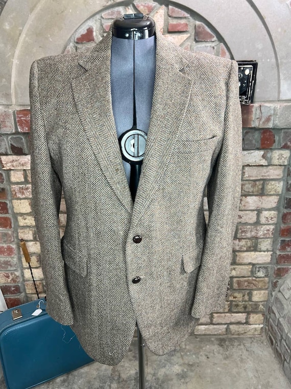 blazer herringbone Vintage 1980s gray