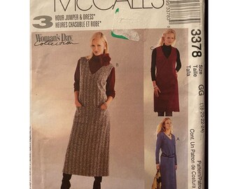 Overall Dress Womens Jumper Dress Pattern Misses' Dress/Jumper McCall's  Pattern #2311 12-16
