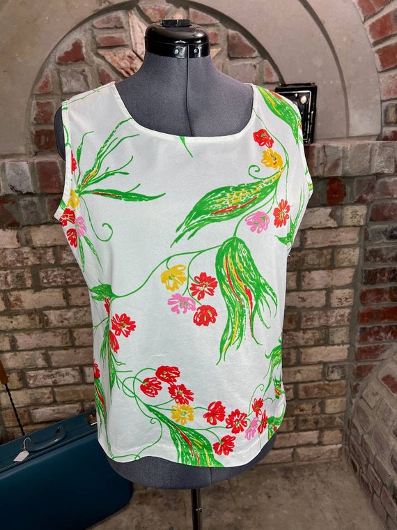 tank top floral green red yellow