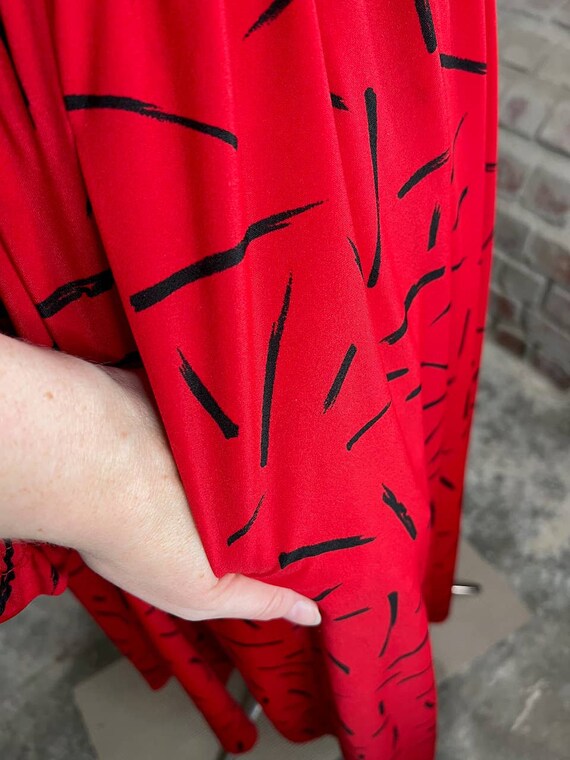 Liz Claiborne dress smocked bodice red black long… - image 9