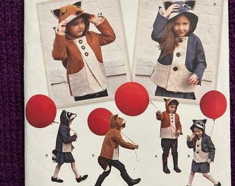Simplicity 1477 pattern kids jacket hood ears fox racoon