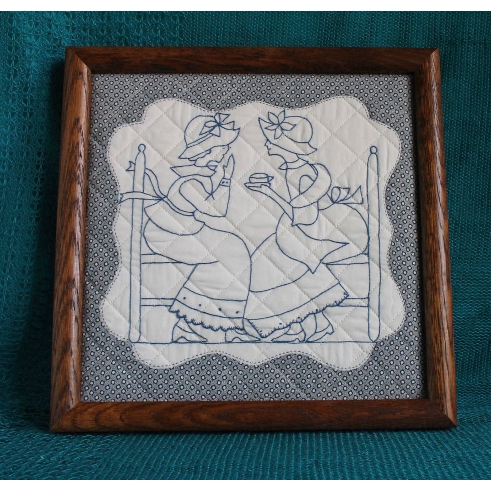 Framed Embroidered quilt block Etsy