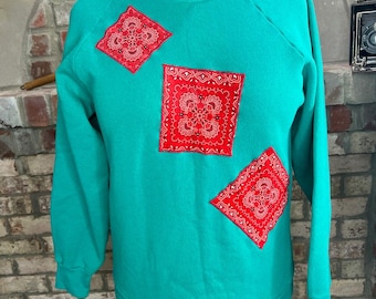 sweatshirt grannycore country patches green red