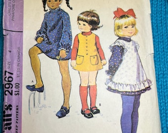 McCalls Pattern 2967 Kinderkleid Trägerkleid Pulli größe 40