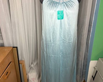 nightgown ankle blue lace 1970s