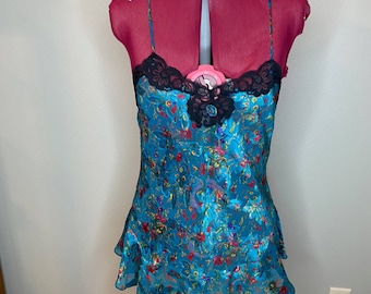 Victoria Secret negligee sheer floral black lace gold label