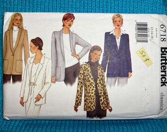 Butterick Schnittmuster 6718 Blazer lange Jacke Schnittmuster Gr. 12 14 16