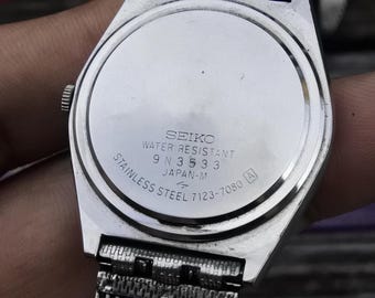 Vintage Seiko Type II 7123 7080 White Dial Men Quartz Watch Japan