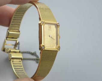 Vintage Seiko Gold Plated 1F21 5A00 Integrated Bracelet Lady