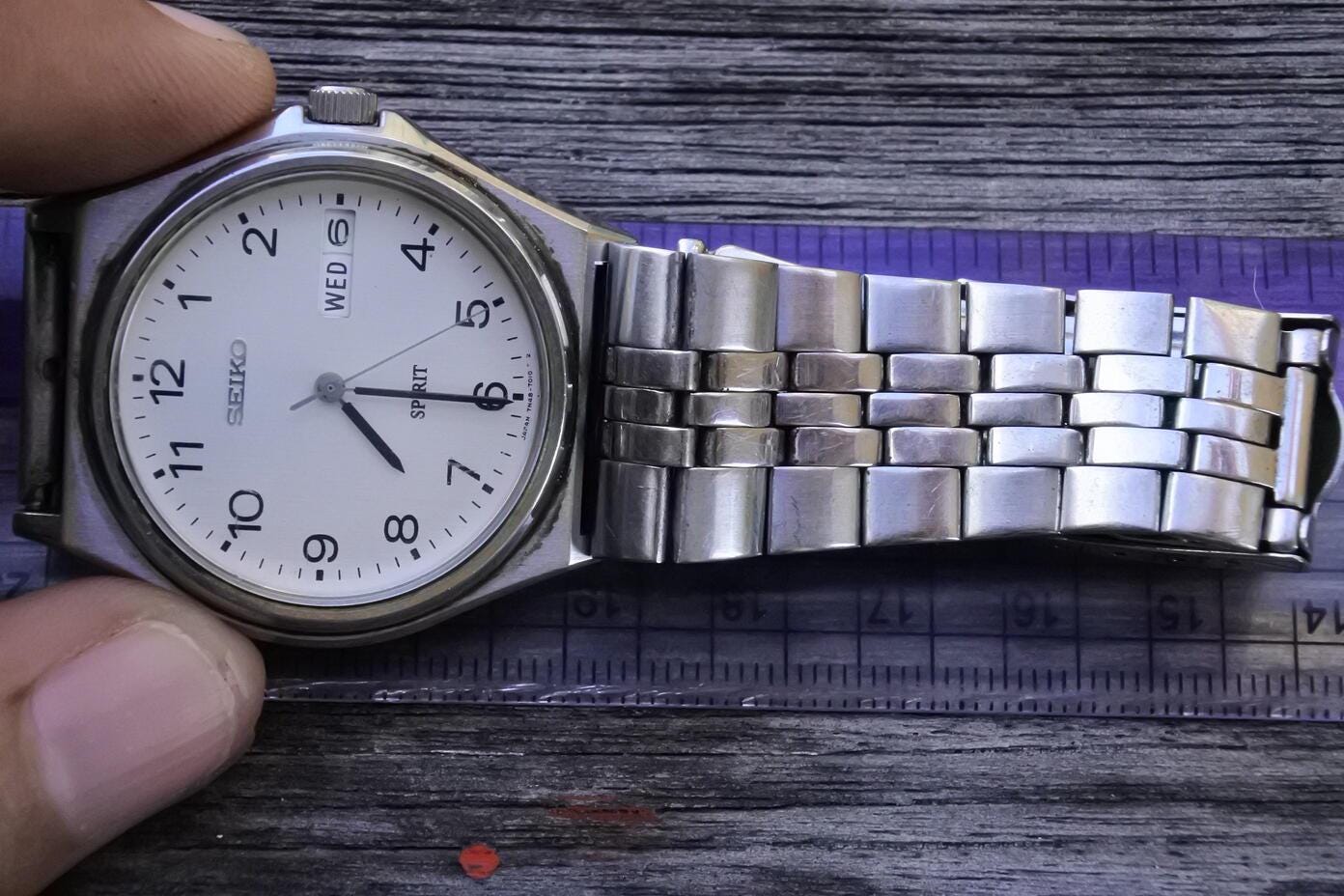 Vintage Seiko Spirit 7N48 7000 Silver Dial Men Quartz Watch Japan