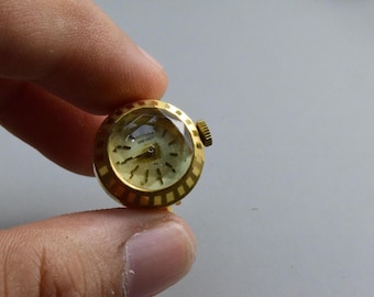 Zegarek damski Seiko Vintage Gold Plated 11-0290 Gold TONE z naciągiem ręcznym, japoński JDM, kształt pierścienia, 17 mm