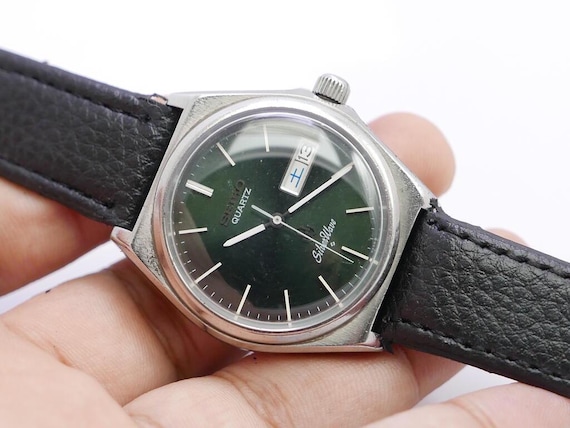 Vintage Seiko Silverwave 8229 8000 Green Dial Men Quartz