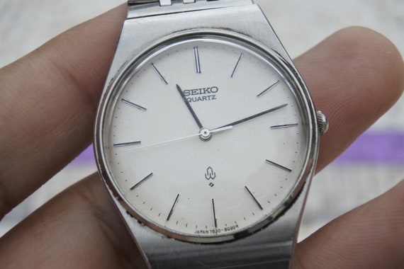 Vintage Seiko 7830 8020 White Dial Men Quartz Wrist Watch Japan