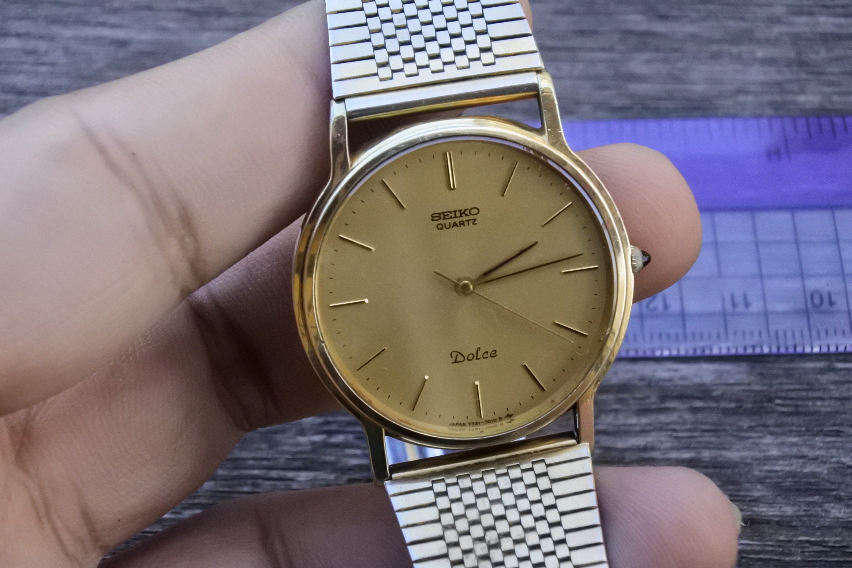 Vintage Seiko Gold Plated 30micron 7731 7010 Yellow Dial Men