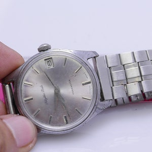 Vintage Citizen Rhythm Date Para Watch Silver Dial Men  Hand Winding Watch Japan Round Shape 36mm