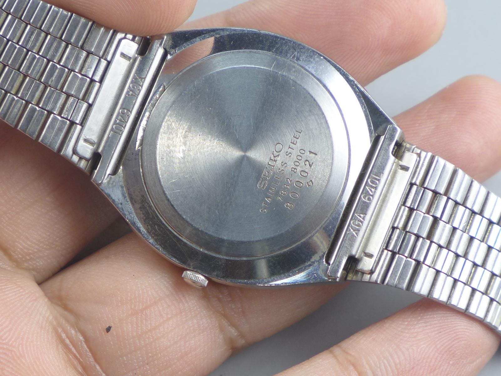 Vintage Seiko 7832 8000 Gray Dial Men Quartz Watch Japan JDM Round 